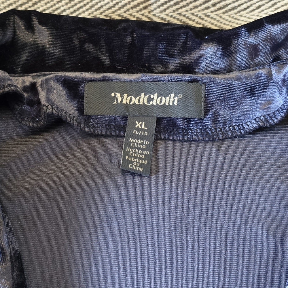 Modcloth Velvet Wrap Blouse - Deep Blue - Picture 2 of 4